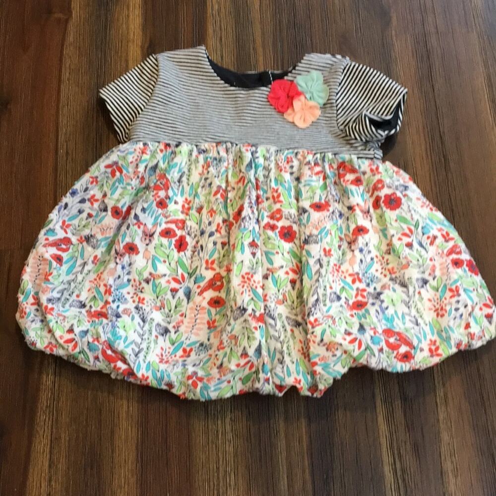 Marmellata Striped Floral Pink/White Dress